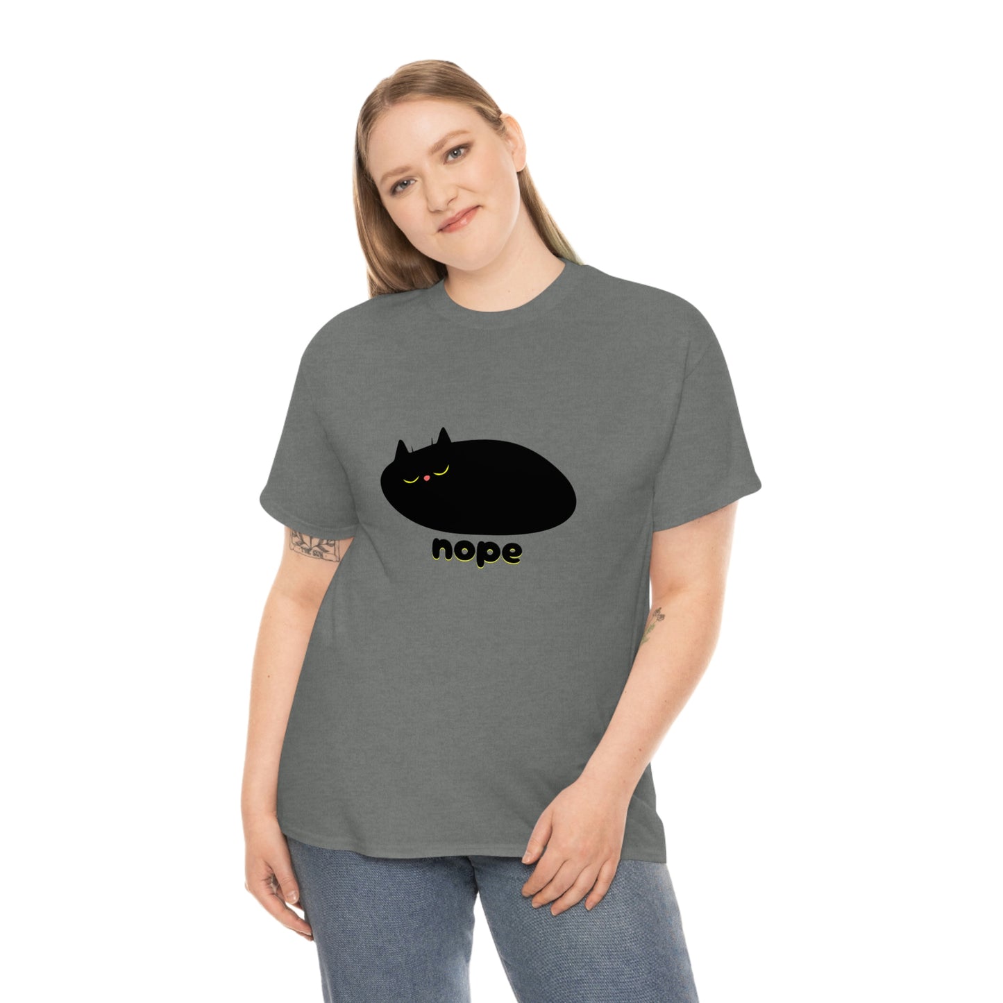 Nope Cat Unisex Cotton T-shirt