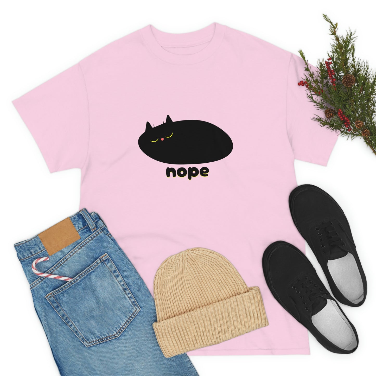 Nope Cat Unisex Cotton T-shirt