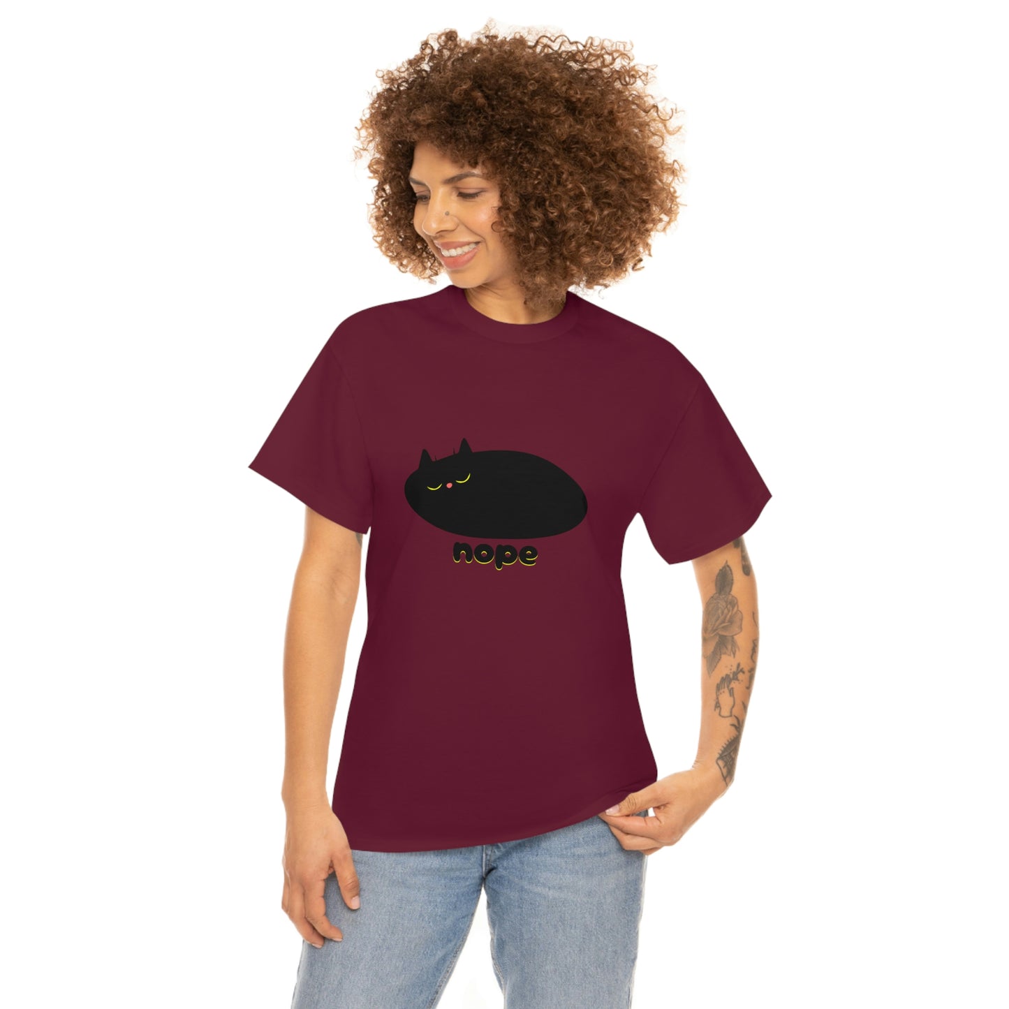Nope Cat Unisex Cotton T-shirt