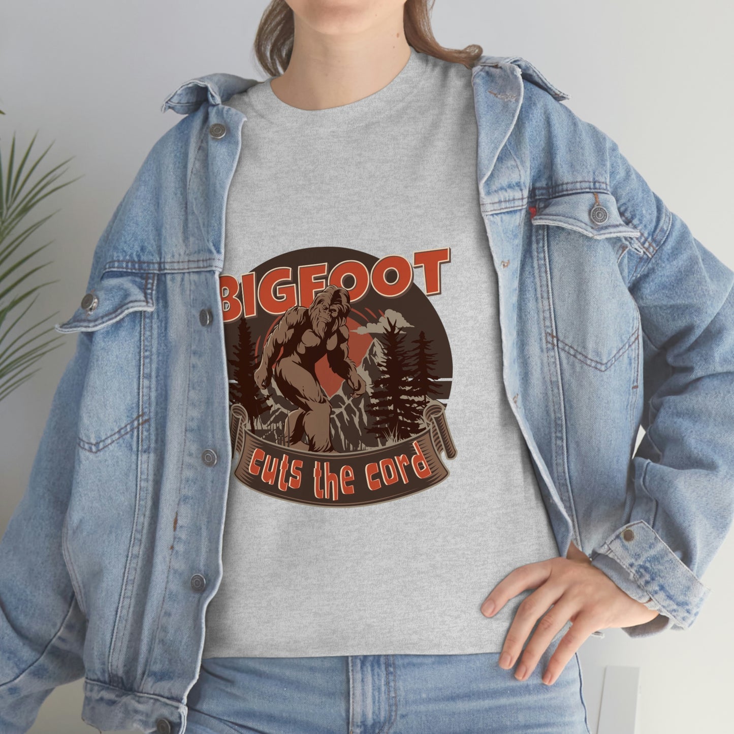 Bigfoot Cuts the Cord Unisex Cotton T-shirt