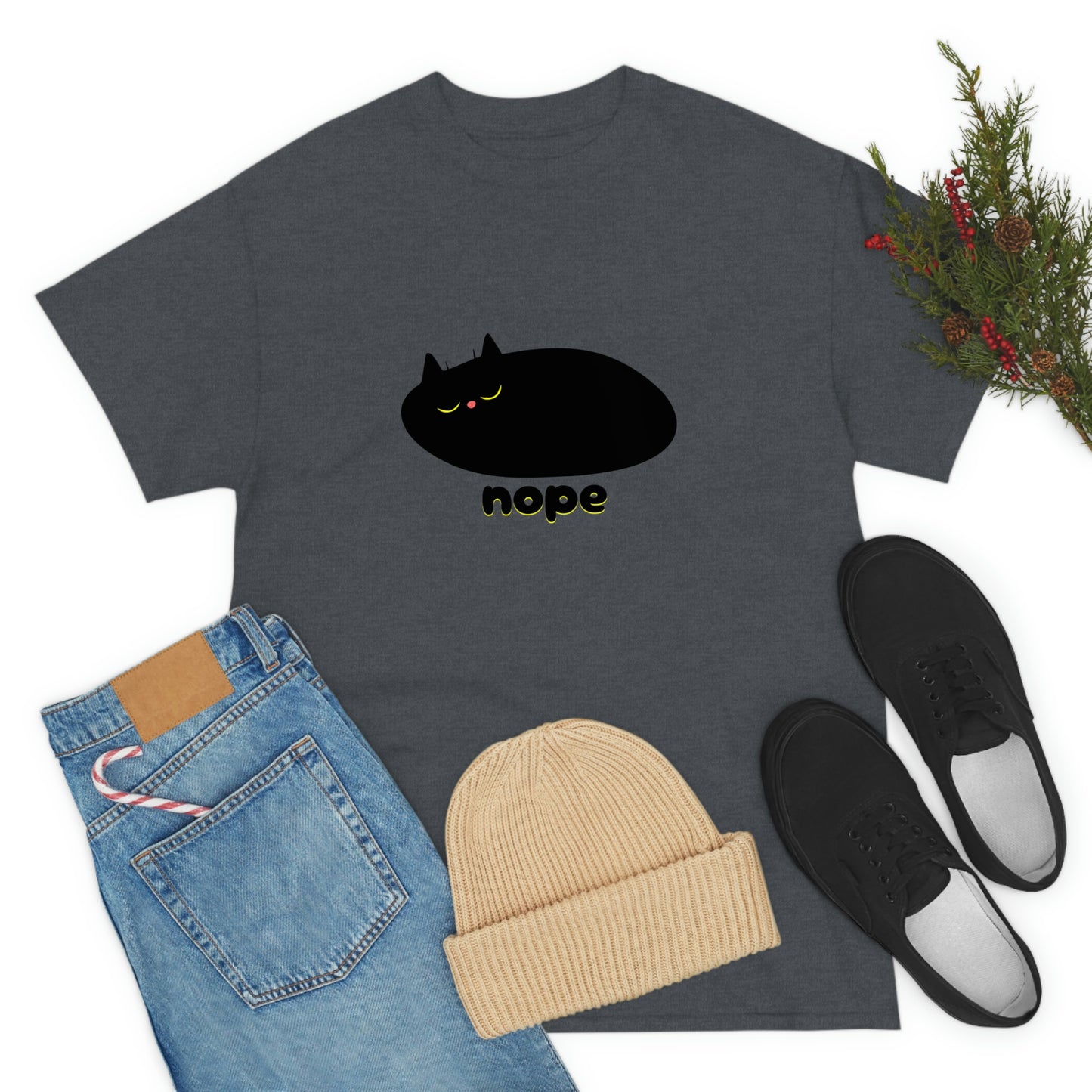 Nope Cat Unisex Cotton T-shirt