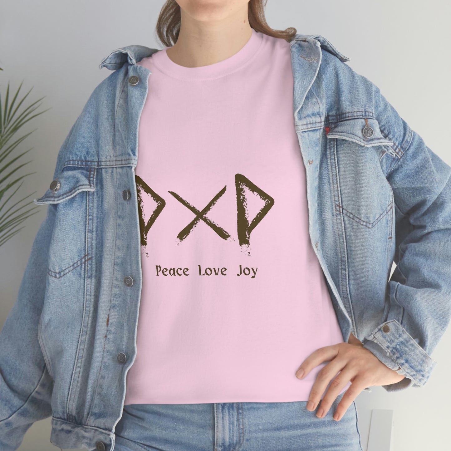 Peace Love Joy Runes Light Unisex Cotton T-shirt