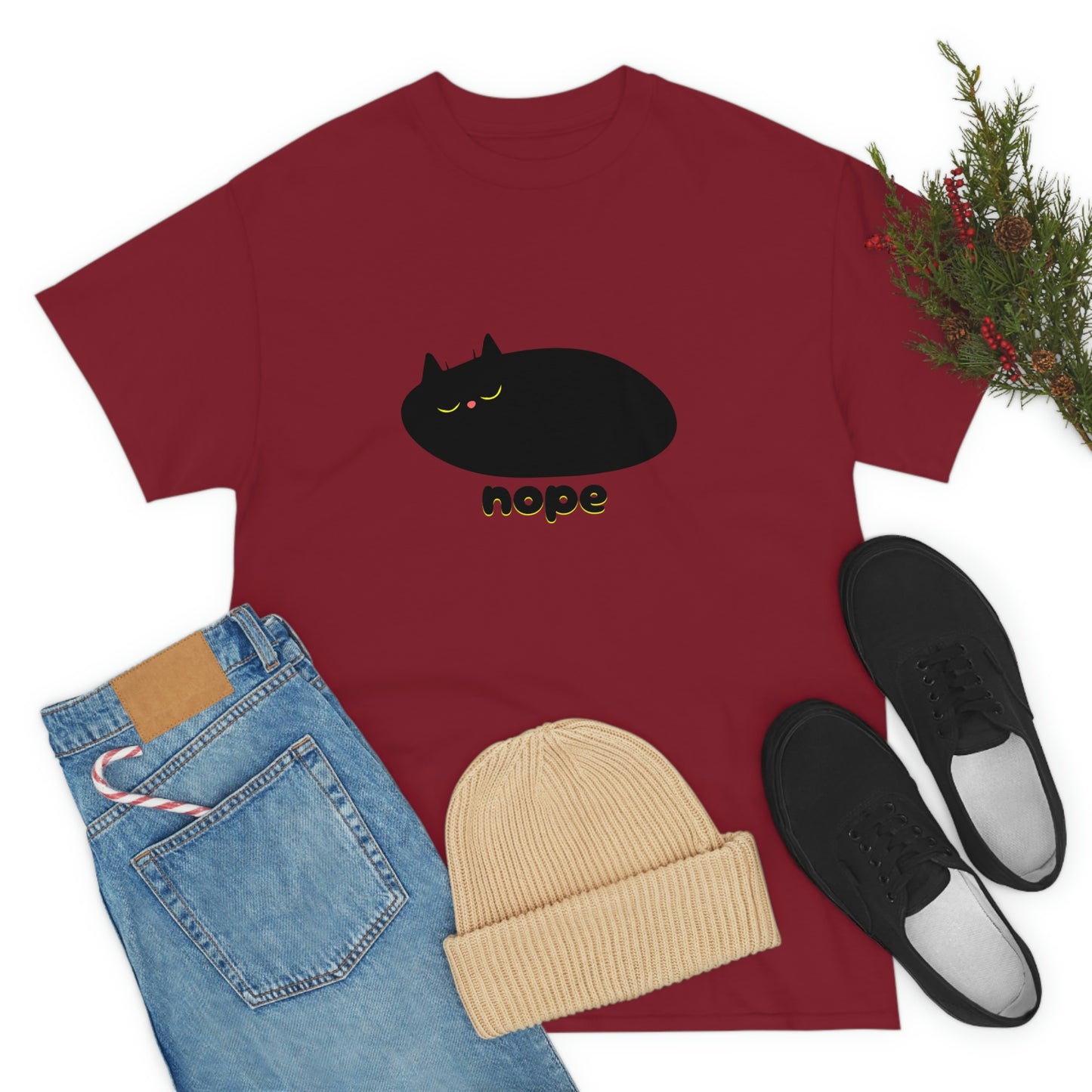 Nope Cat Unisex Cotton T-shirt
