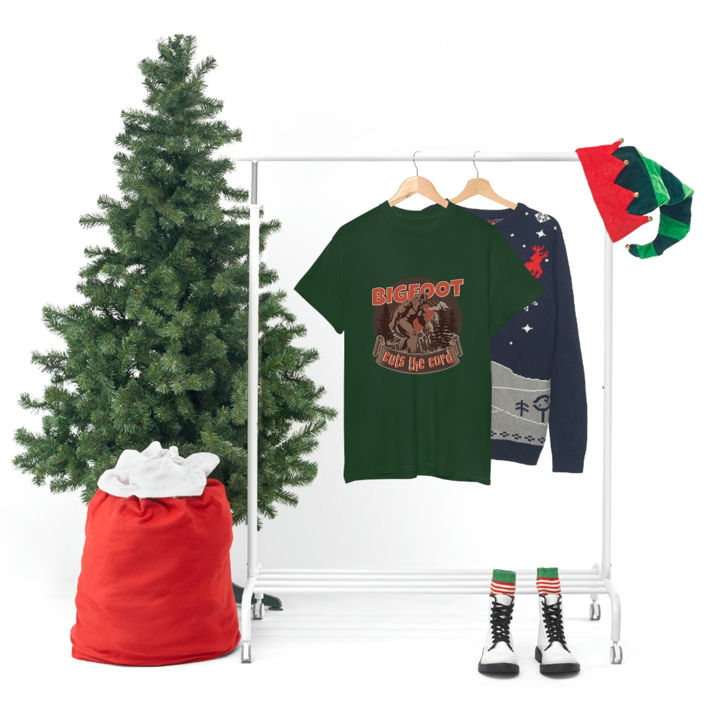 Bigfoot Cuts the Cord Unisex Cotton T-shirt
