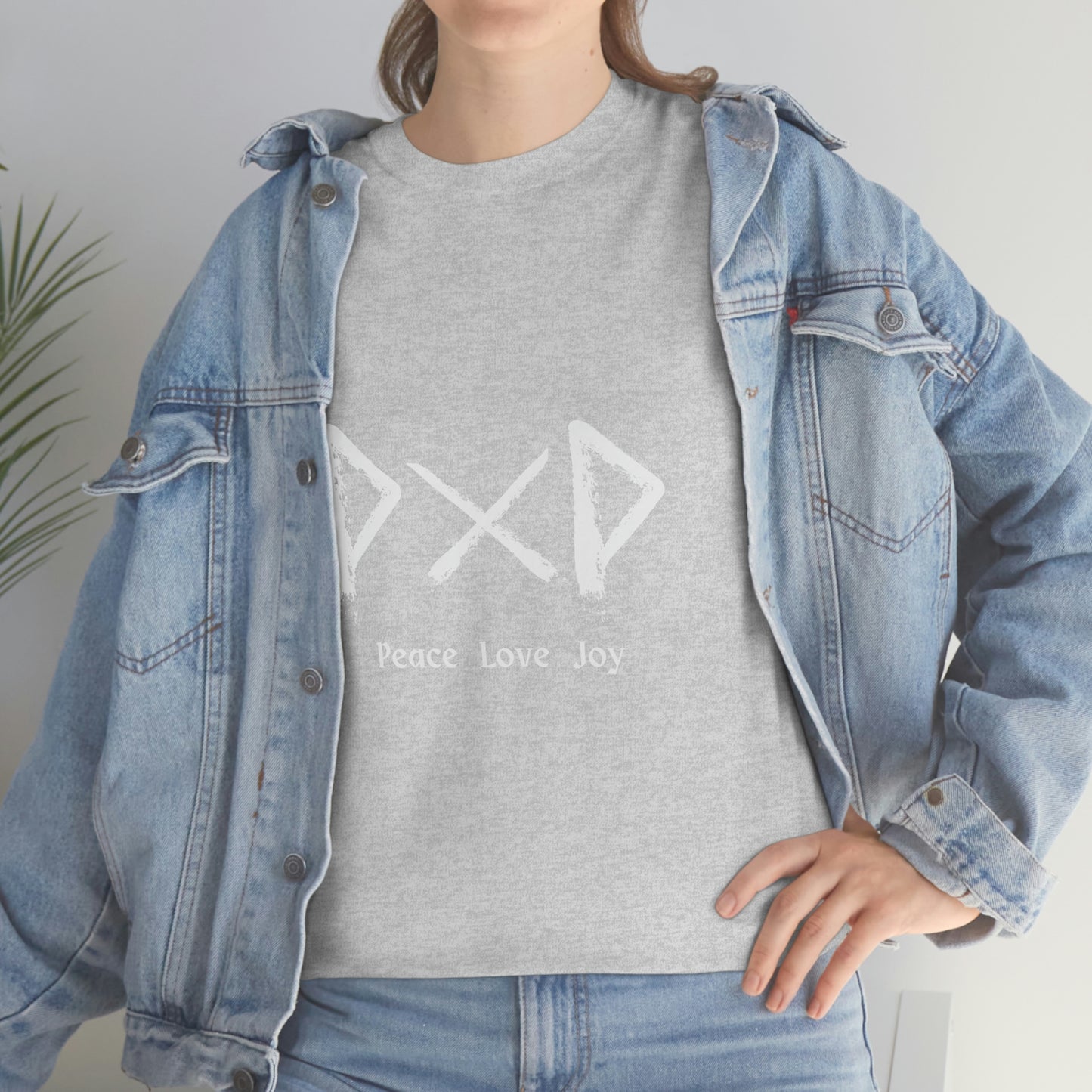 Peace Love Joy Futhark Unisex Cotton T-shirt