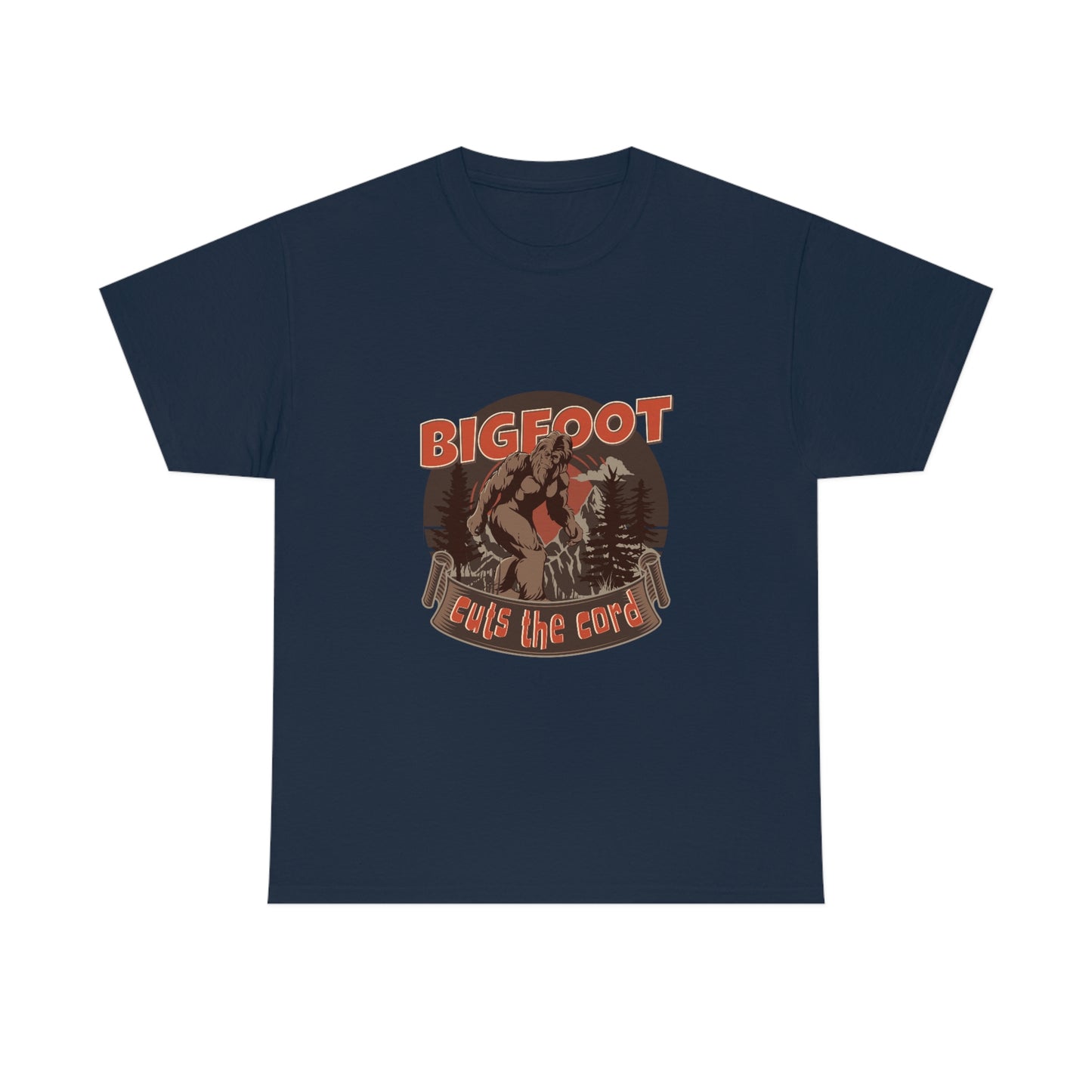 Bigfoot Cuts the Cord Unisex Cotton T-shirt