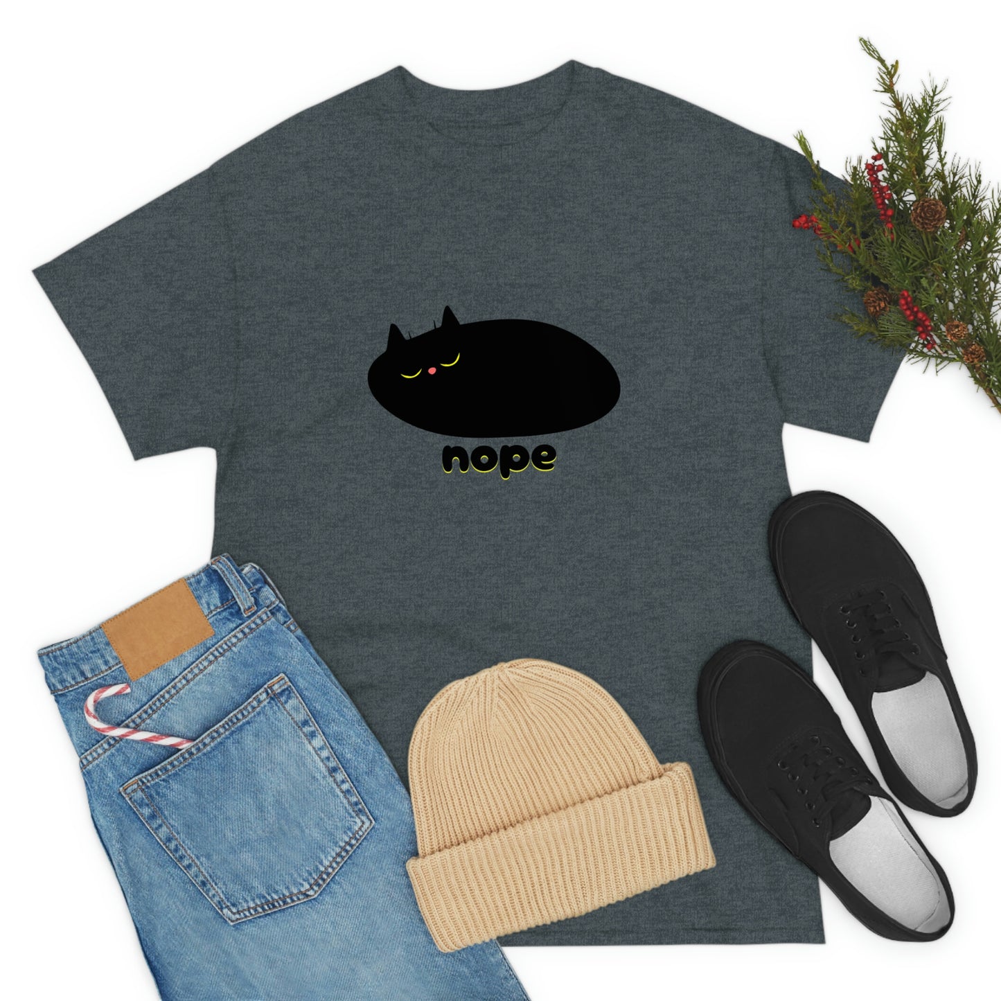 Nope Cat Unisex Cotton T-shirt