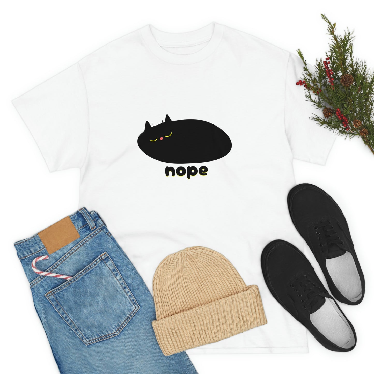 Nope Cat Unisex Cotton T-shirt