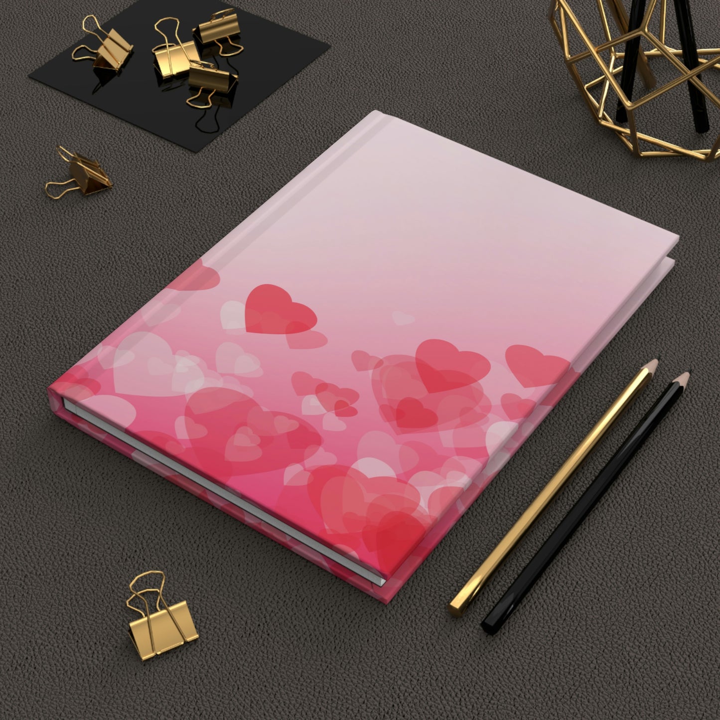 Pink Hearts Valentine Notebook Book Hardcover Journal Matte