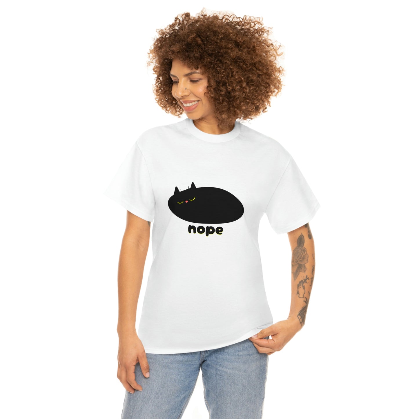 Nope Cat Unisex Cotton T-shirt