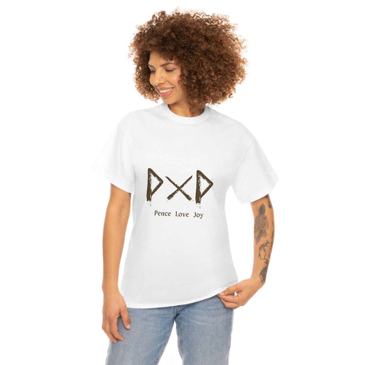 Peace Love Joy Runes Light Unisex Cotton T-shirt