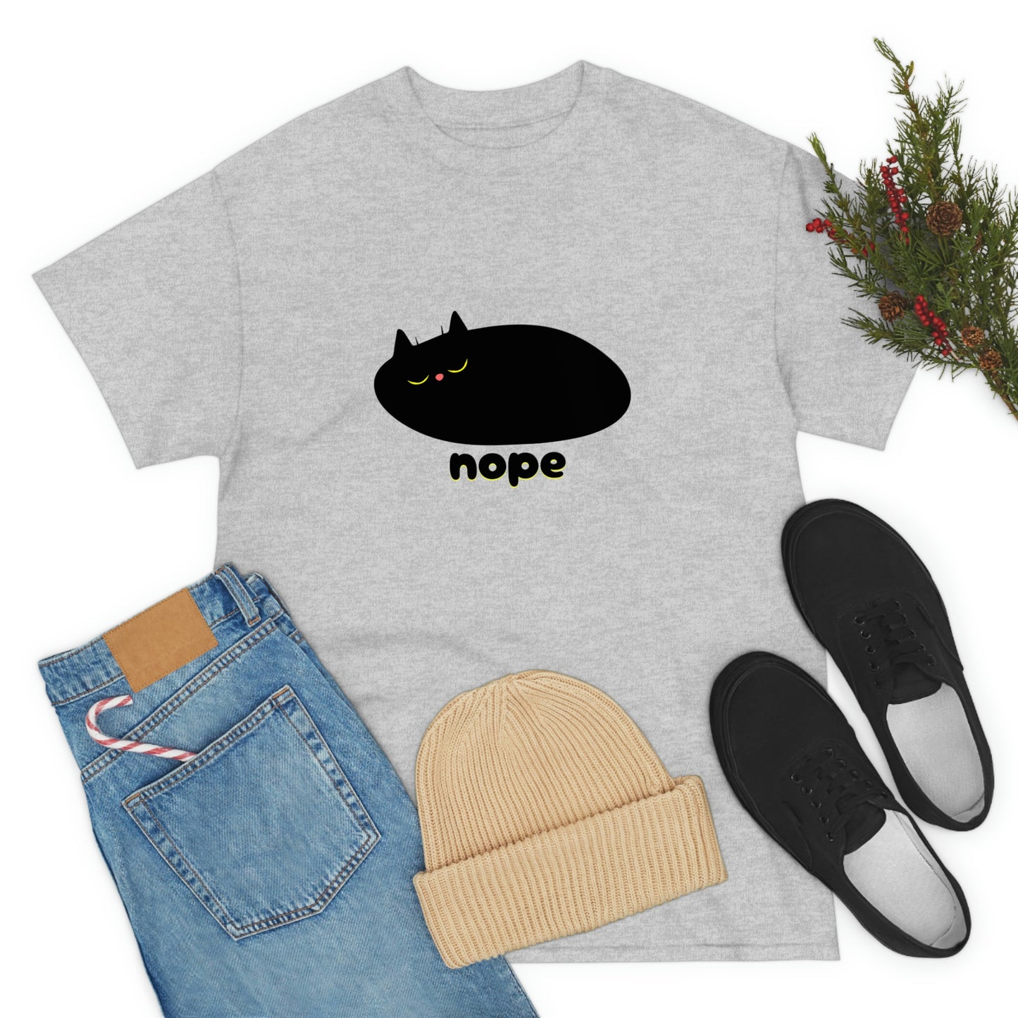 Nope Cat Unisex Cotton T-shirt