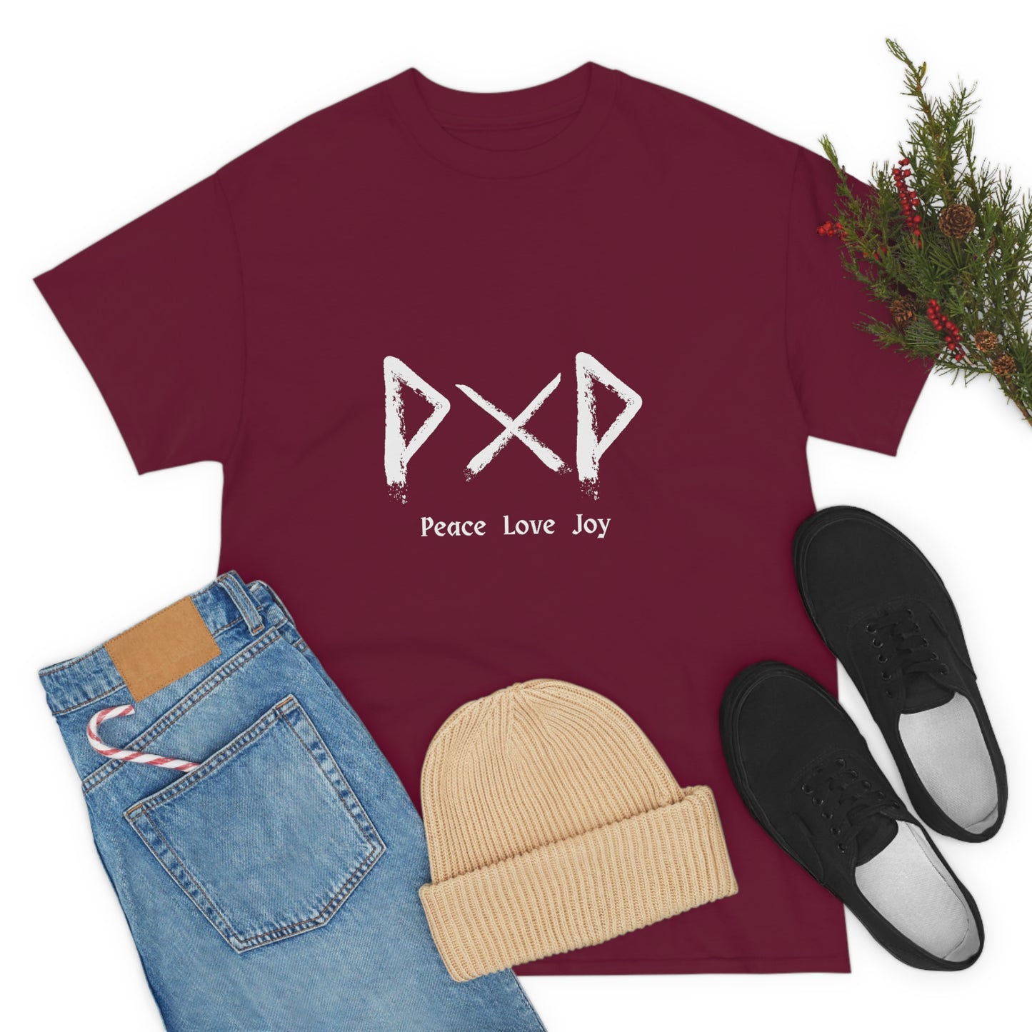 Peace Love Joy Dark Unisex Cotton T-shirt