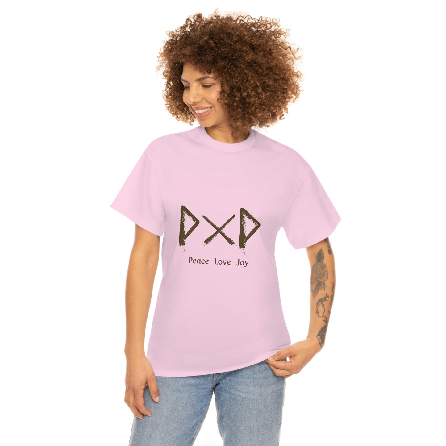Peace Love Joy Runes Light Unisex Cotton T-shirt