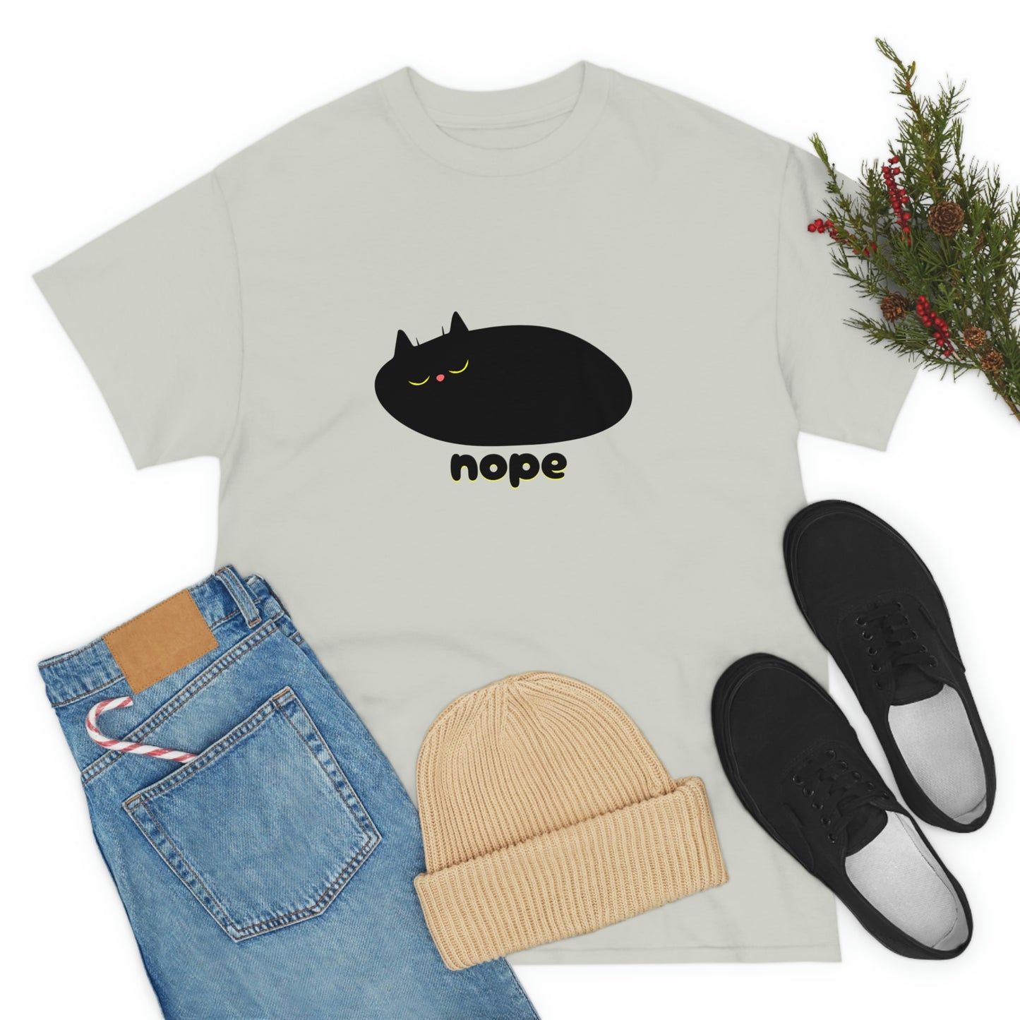 Nope Cat Unisex Cotton T-shirt