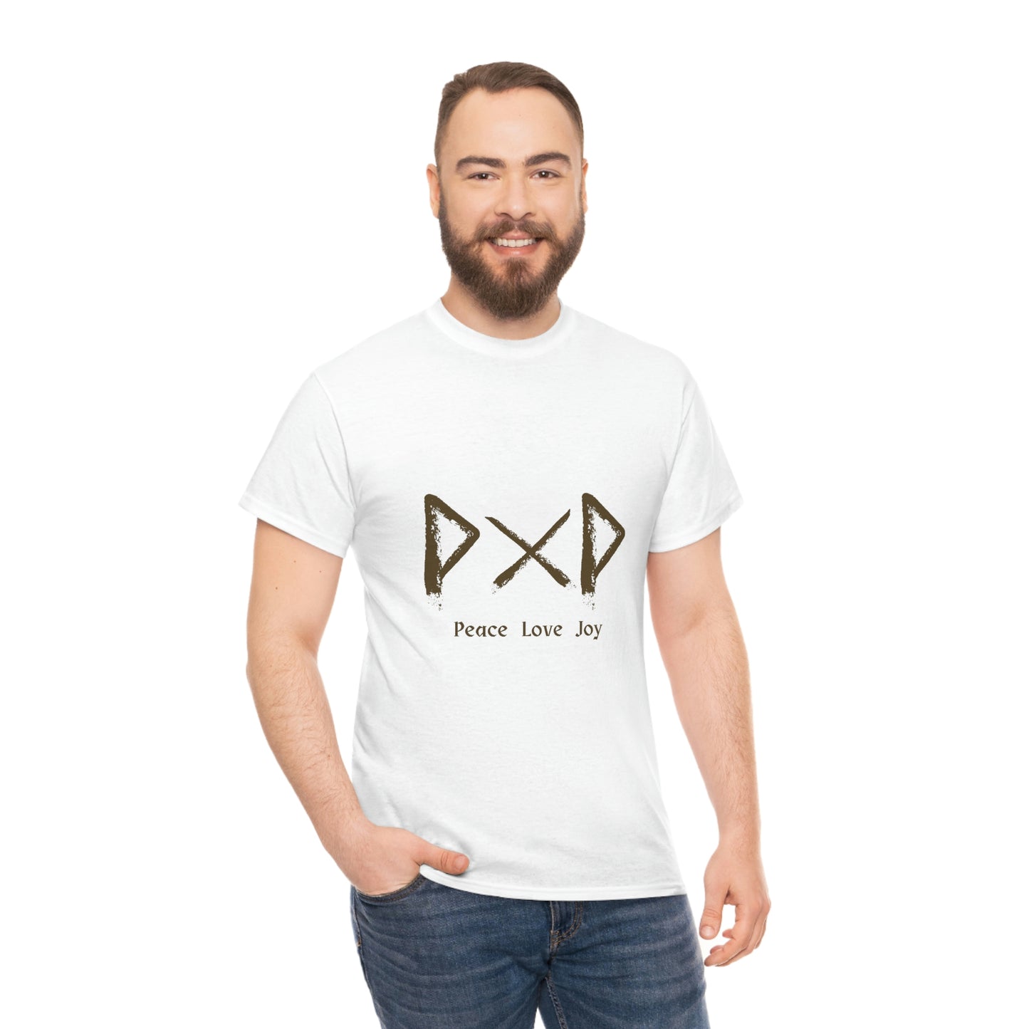 Peace Love Joy Runes Light Unisex Cotton T-shirt