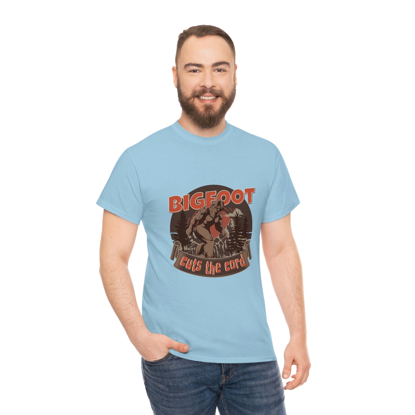 Bigfoot Cuts the Cord Unisex Cotton T-shirt