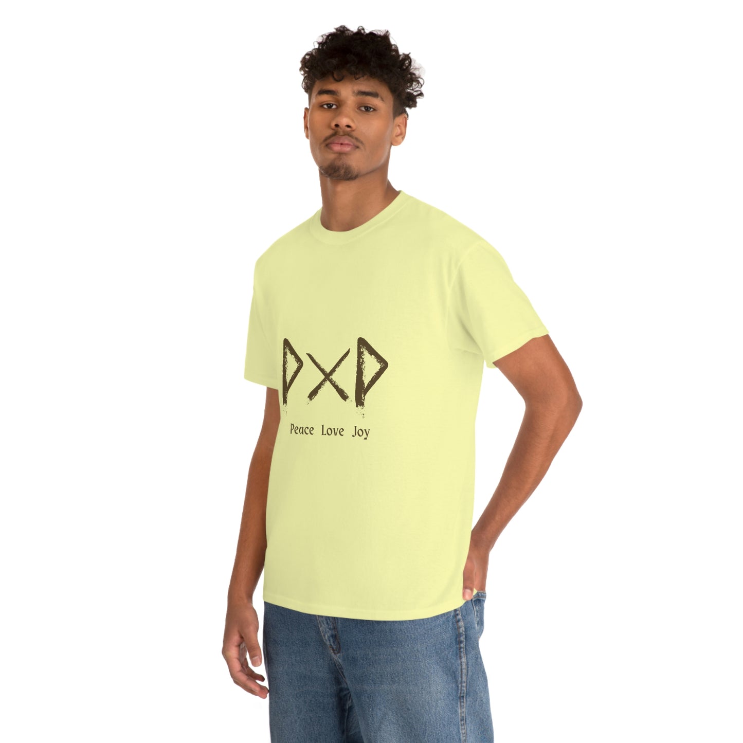Peace Love Joy Runes Light Unisex Cotton T-shirt