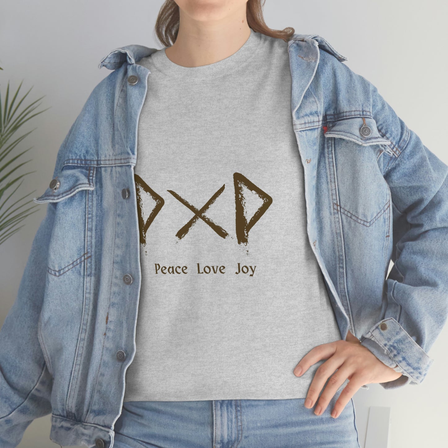 Peace Love Joy Runes Light Unisex Cotton T-shirt