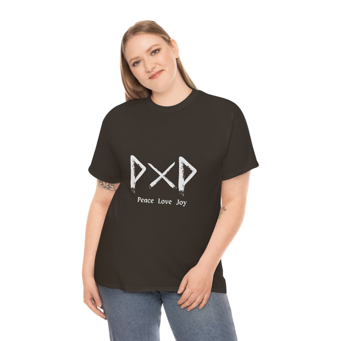 Peace Love Joy Dark Unisex Cotton T-shirt