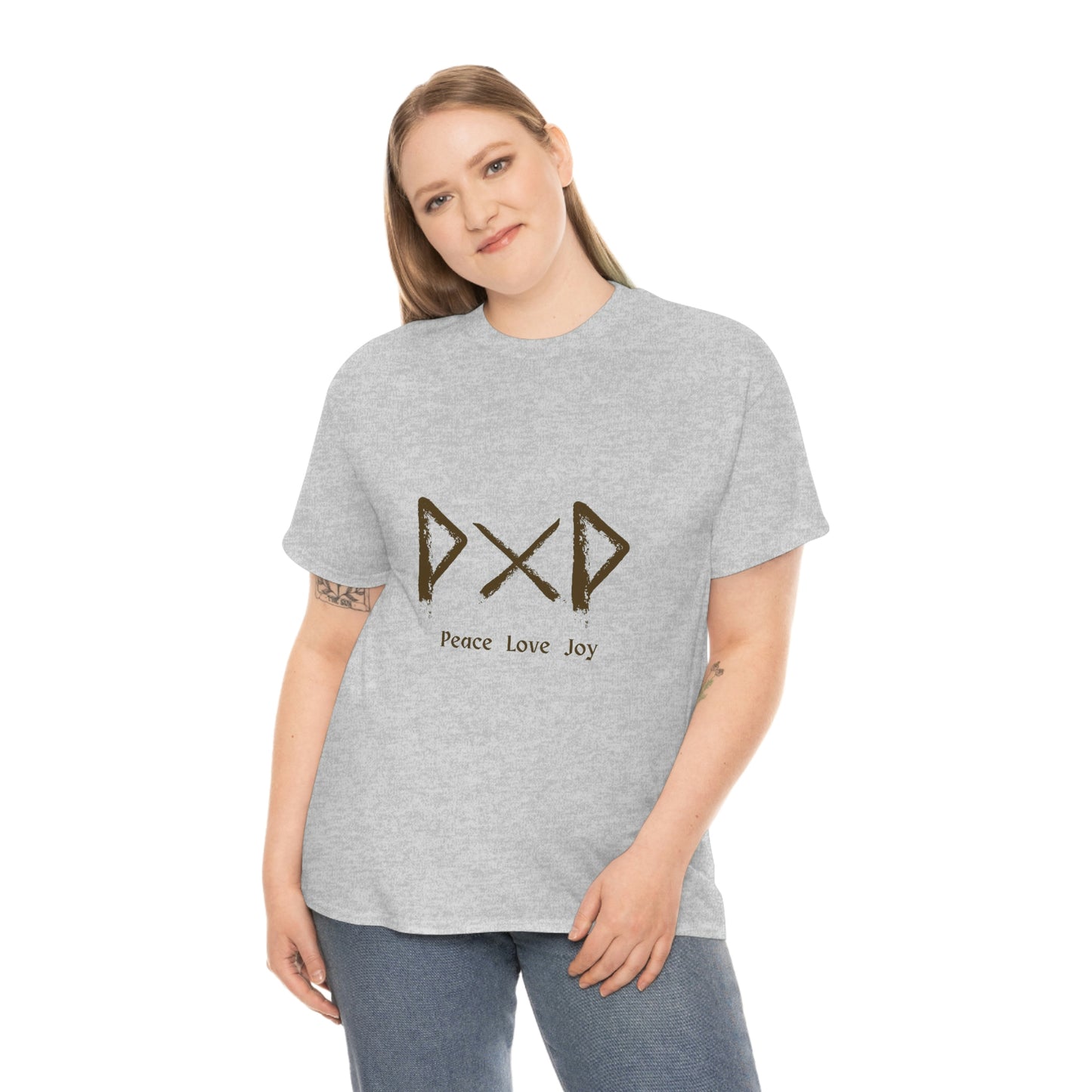 Peace Love Joy Runes Light Unisex Cotton T-shirt