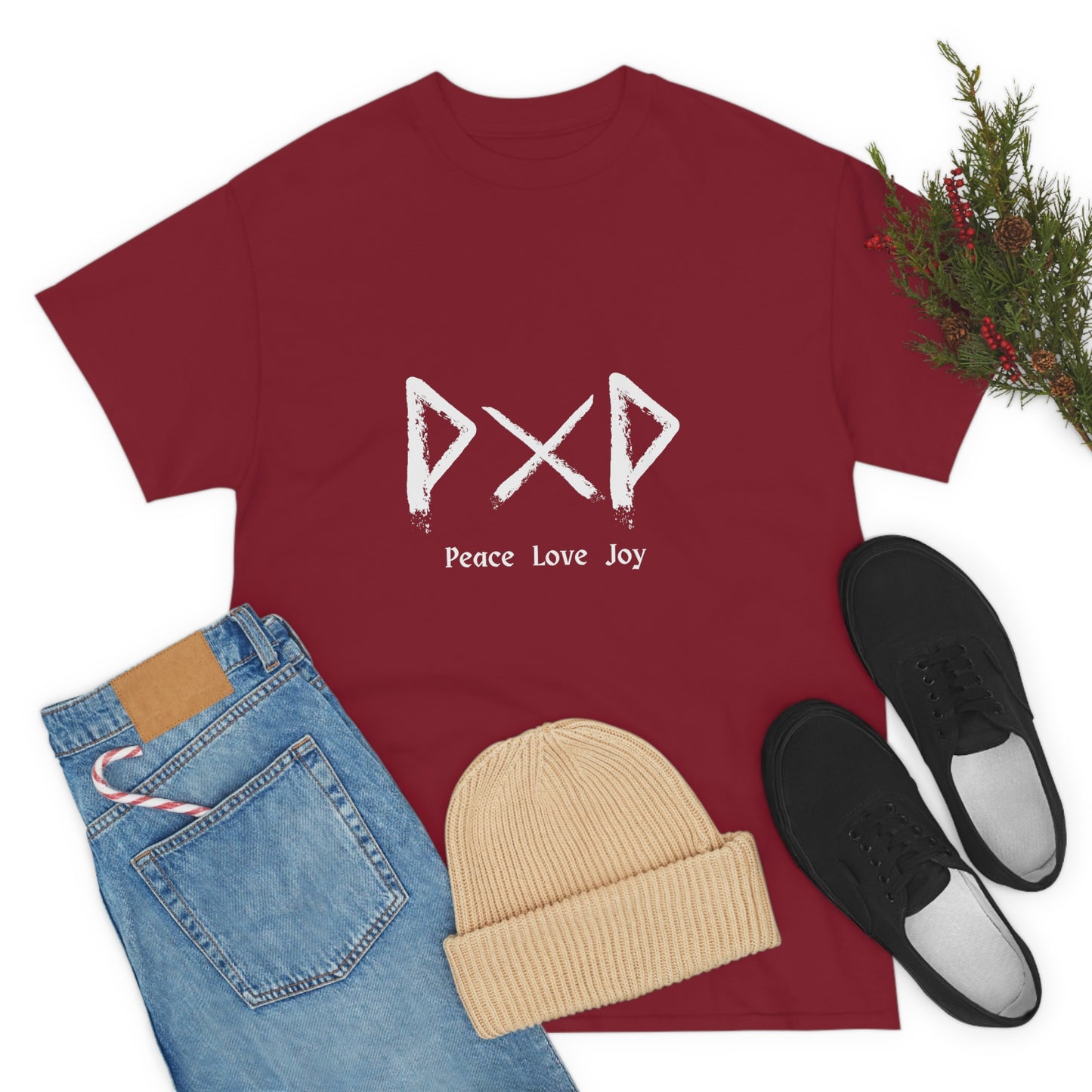 Peace Love Joy Dark Unisex Cotton T-shirt