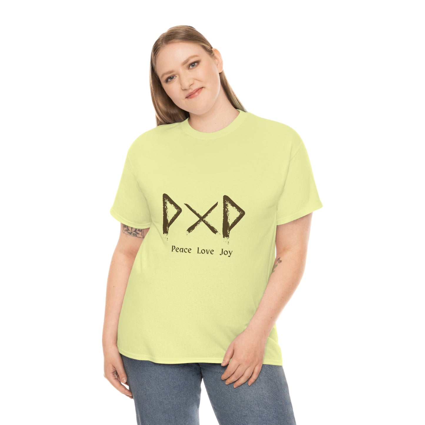 Peace Love Joy Runes Light Unisex Cotton T-shirt