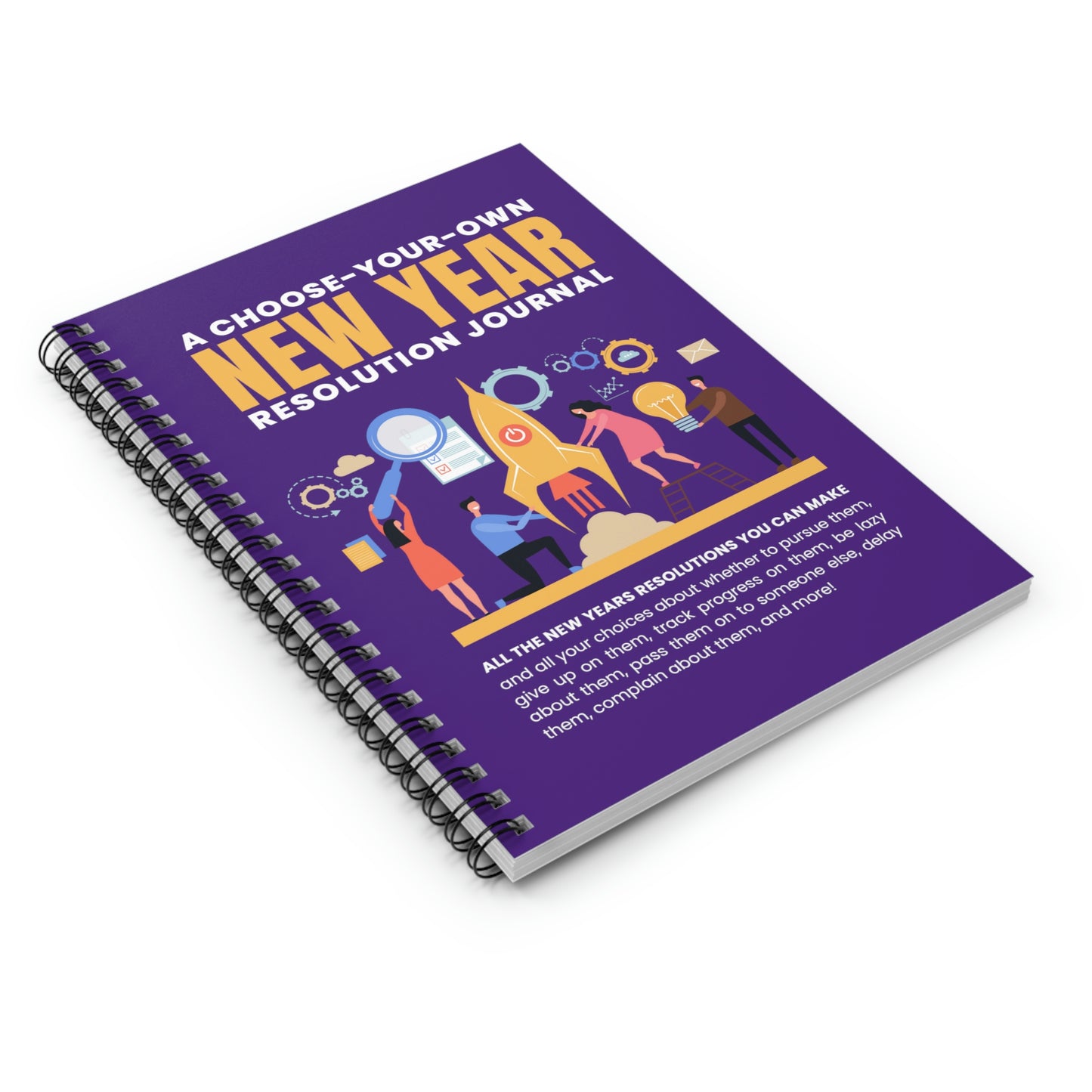 New Year Resolutions Purple Spiral Notebook - Ruled Line