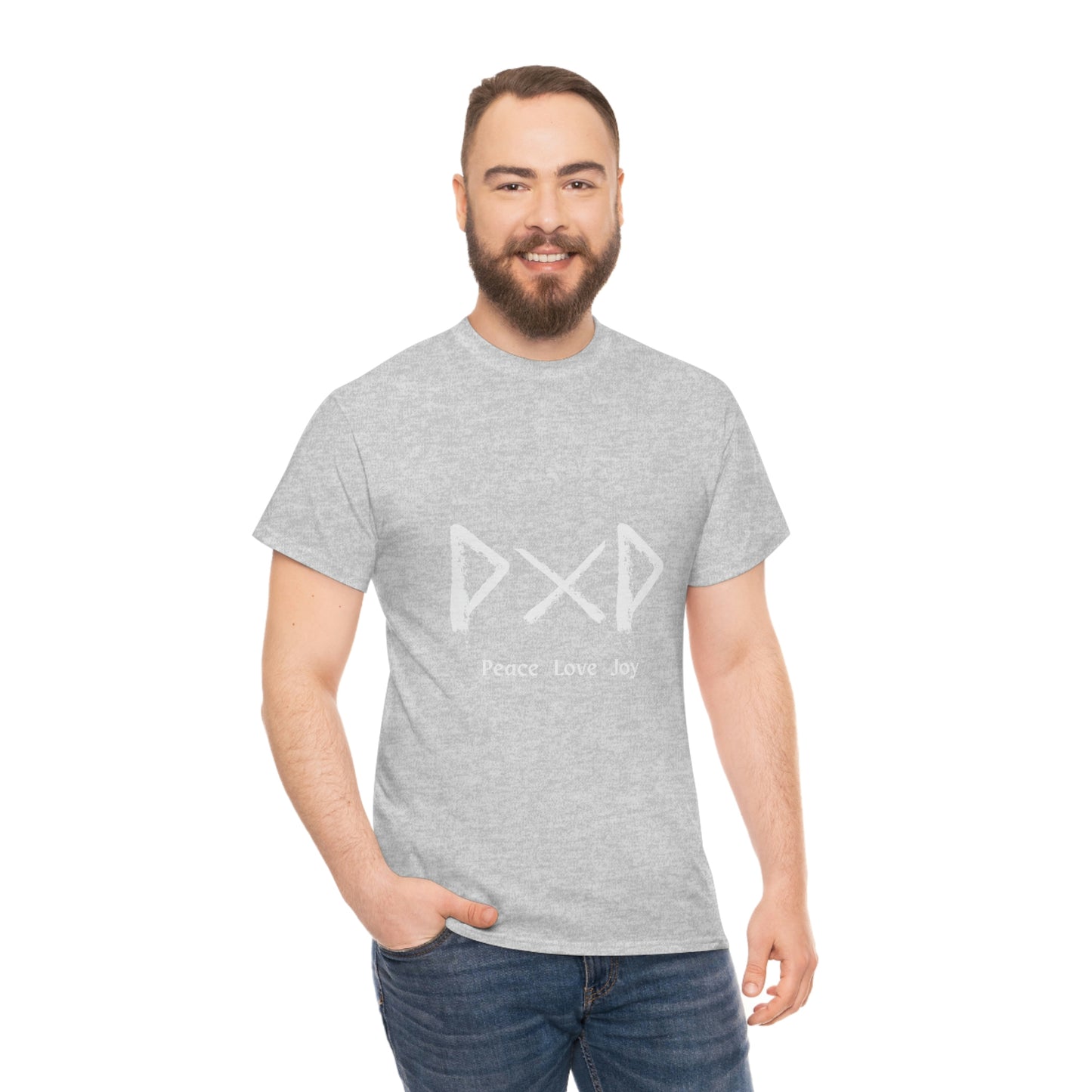 Peace Love Joy Futhark Unisex Cotton T-shirt