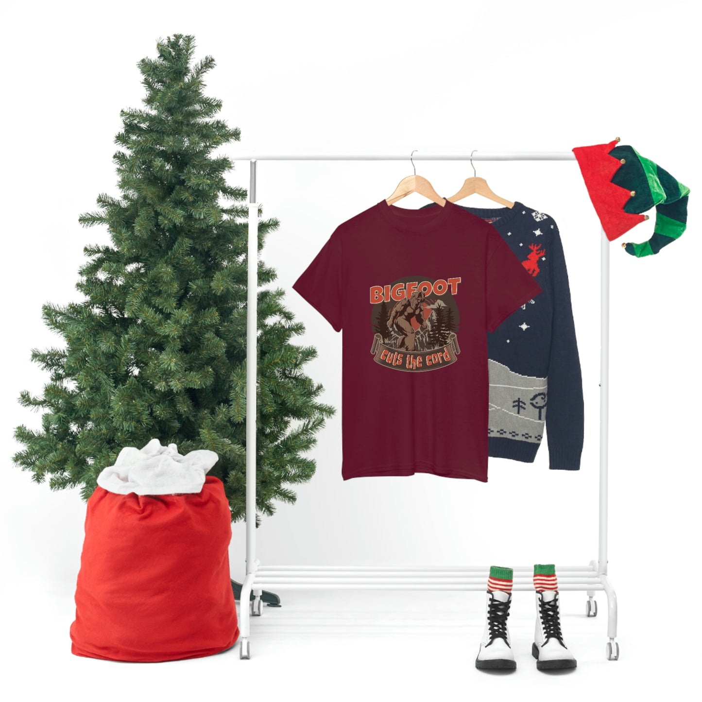 Bigfoot Cuts the Cord Unisex Cotton T-shirt