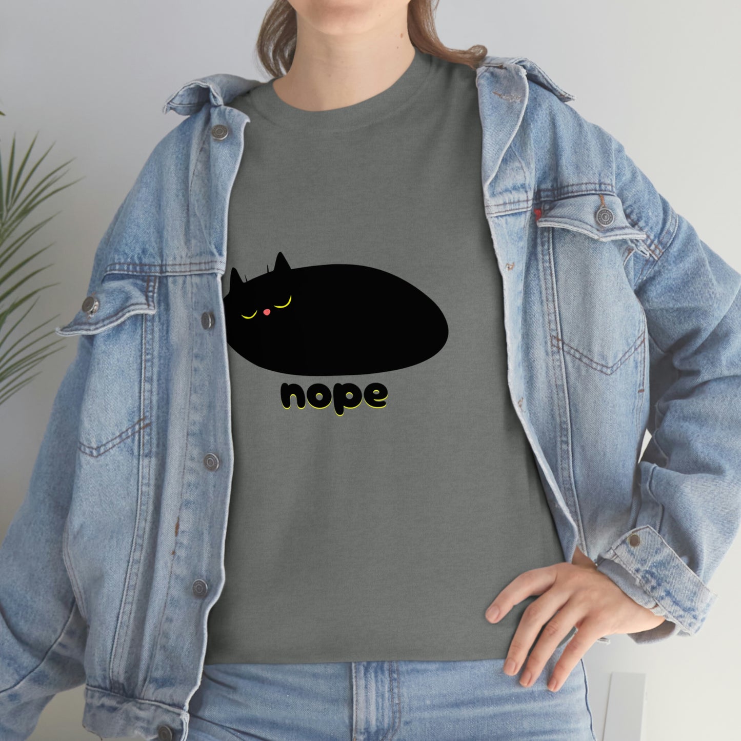 Nope Cat Unisex Cotton T-shirt