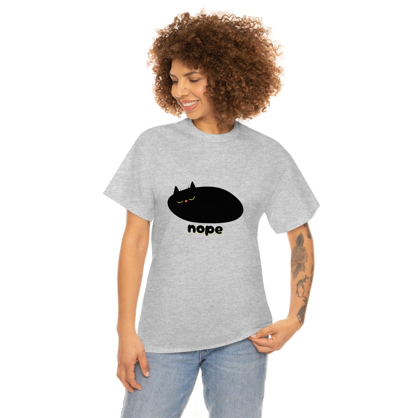Nope Cat Unisex Cotton T-shirt