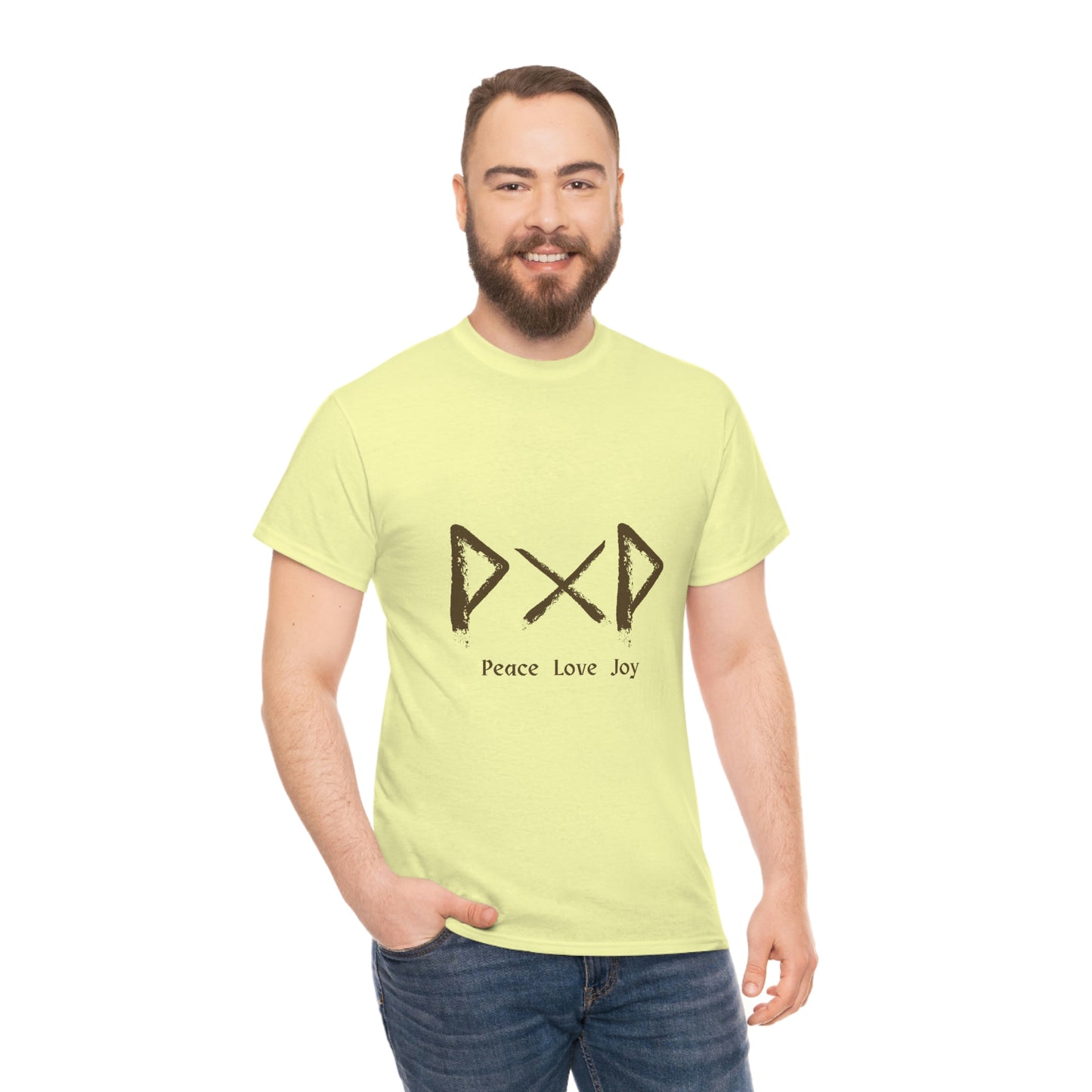 Peace Love Joy Runes Light Unisex Cotton T-shirt
