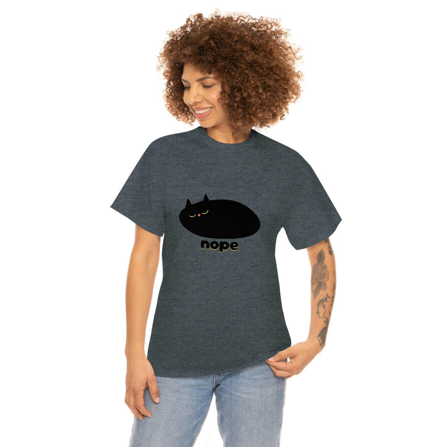 Nope Cat Unisex Cotton T-shirt
