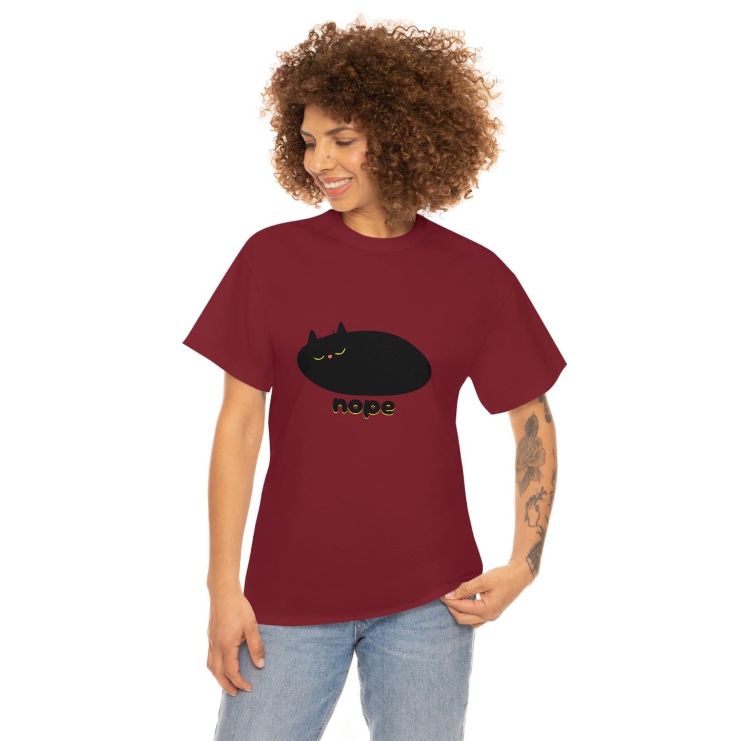 Nope Cat Unisex Cotton T-shirt