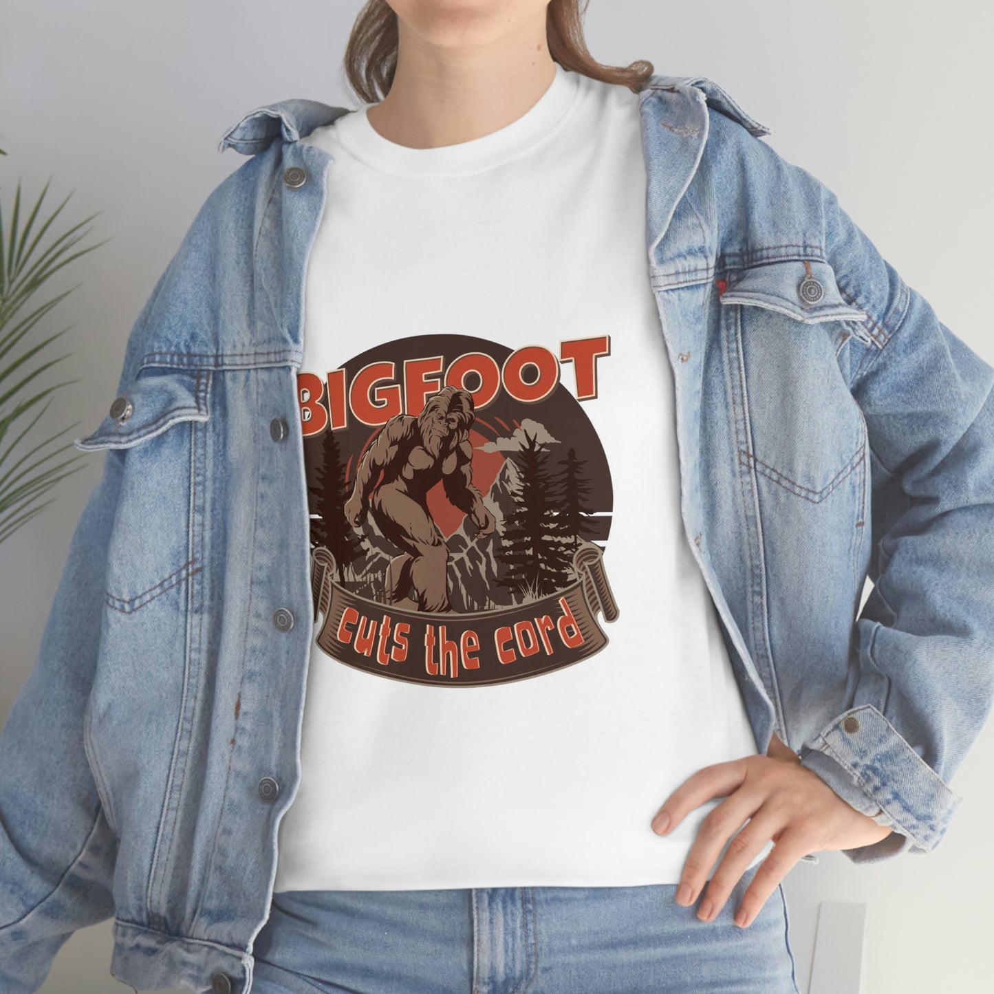 Bigfoot Cuts the Cord Unisex Cotton T-shirt