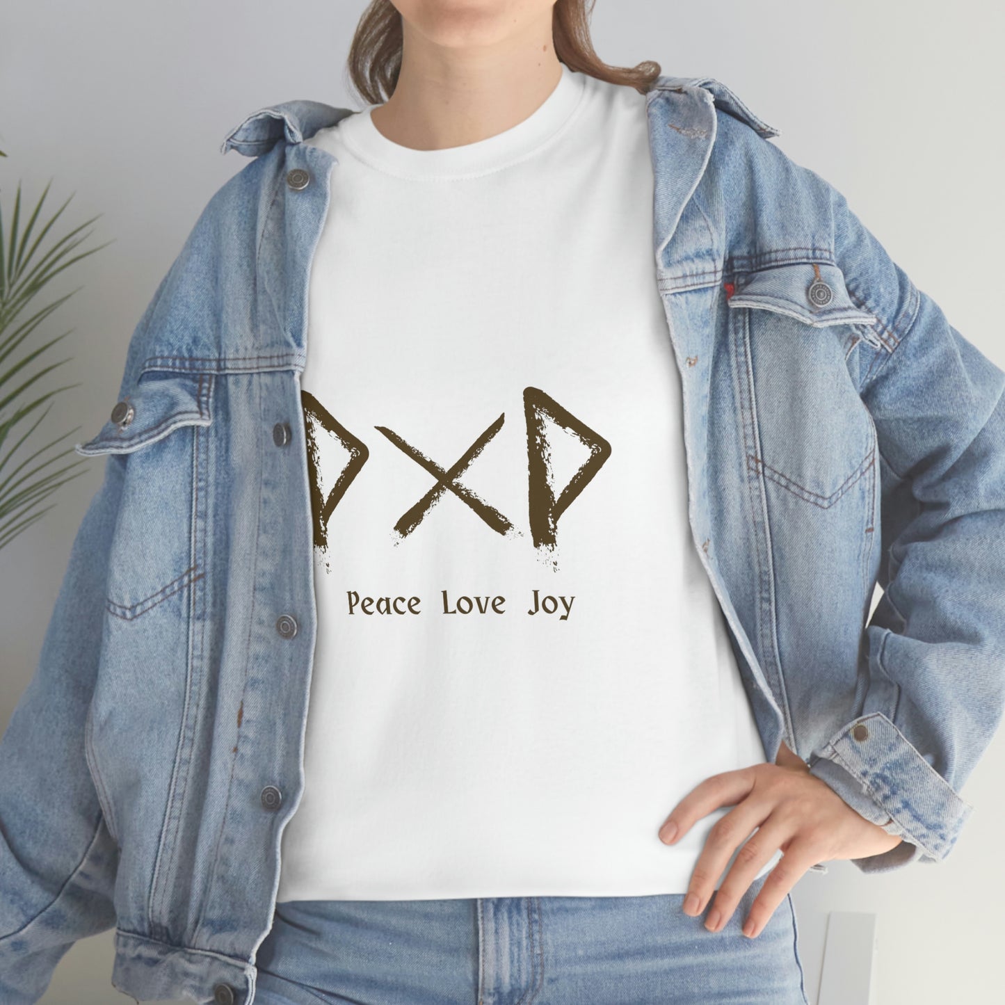 Peace Love Joy Runes Light Unisex Cotton T-shirt