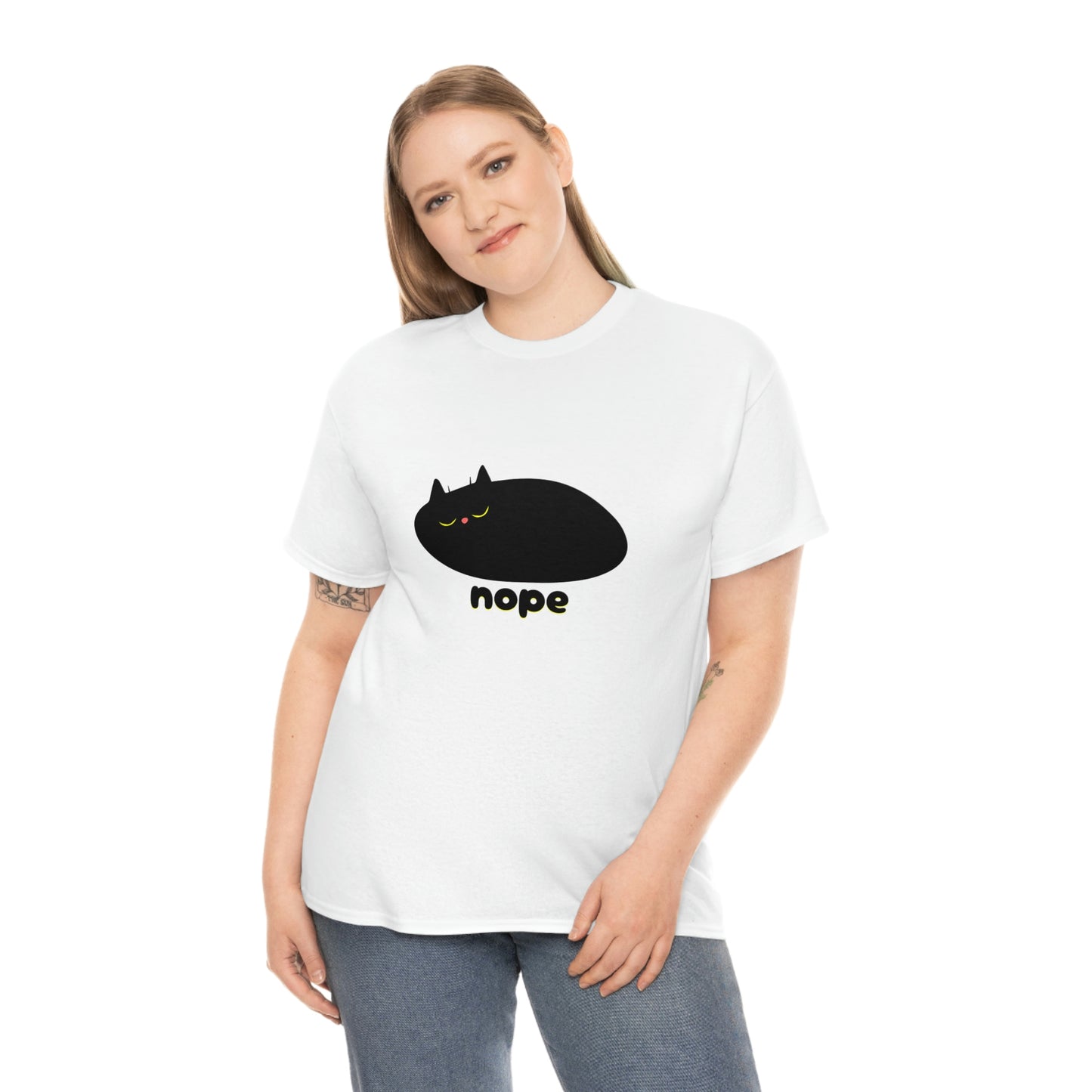 Nope Cat Unisex Cotton T-shirt