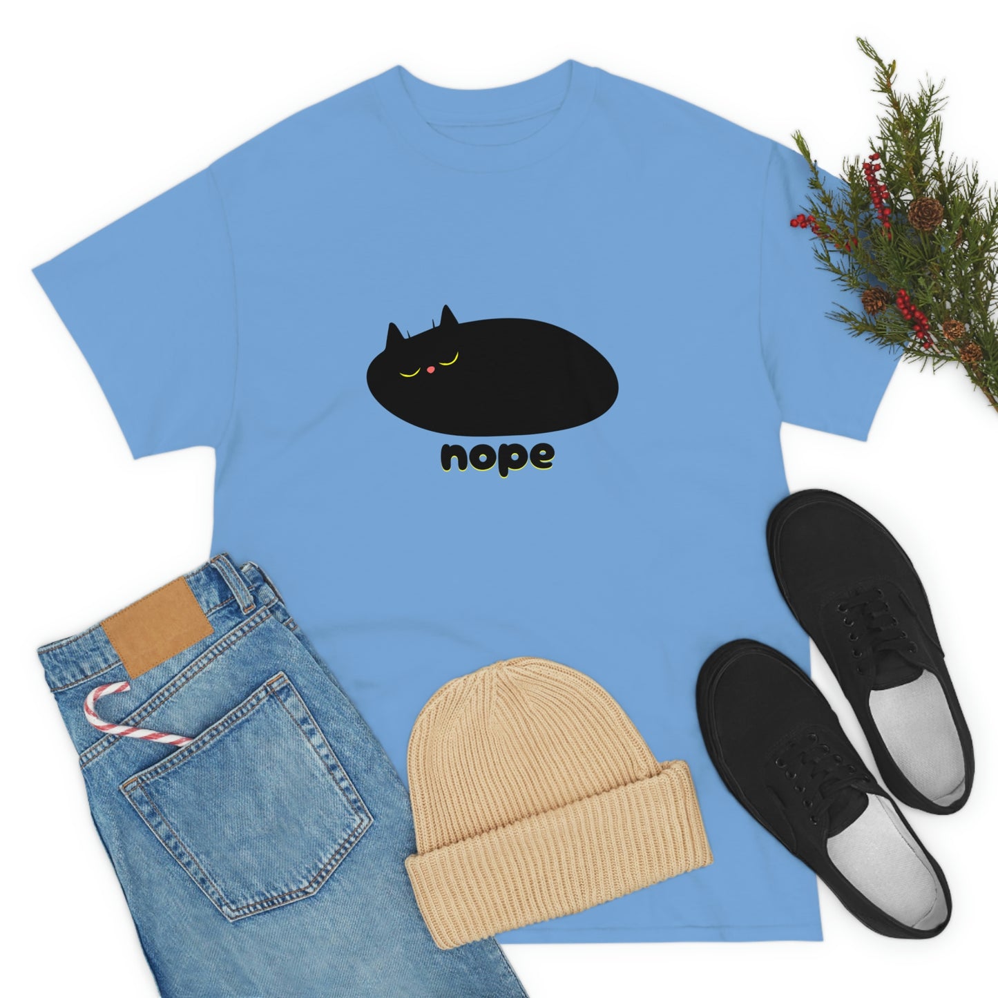 Nope Cat Unisex Cotton T-shirt