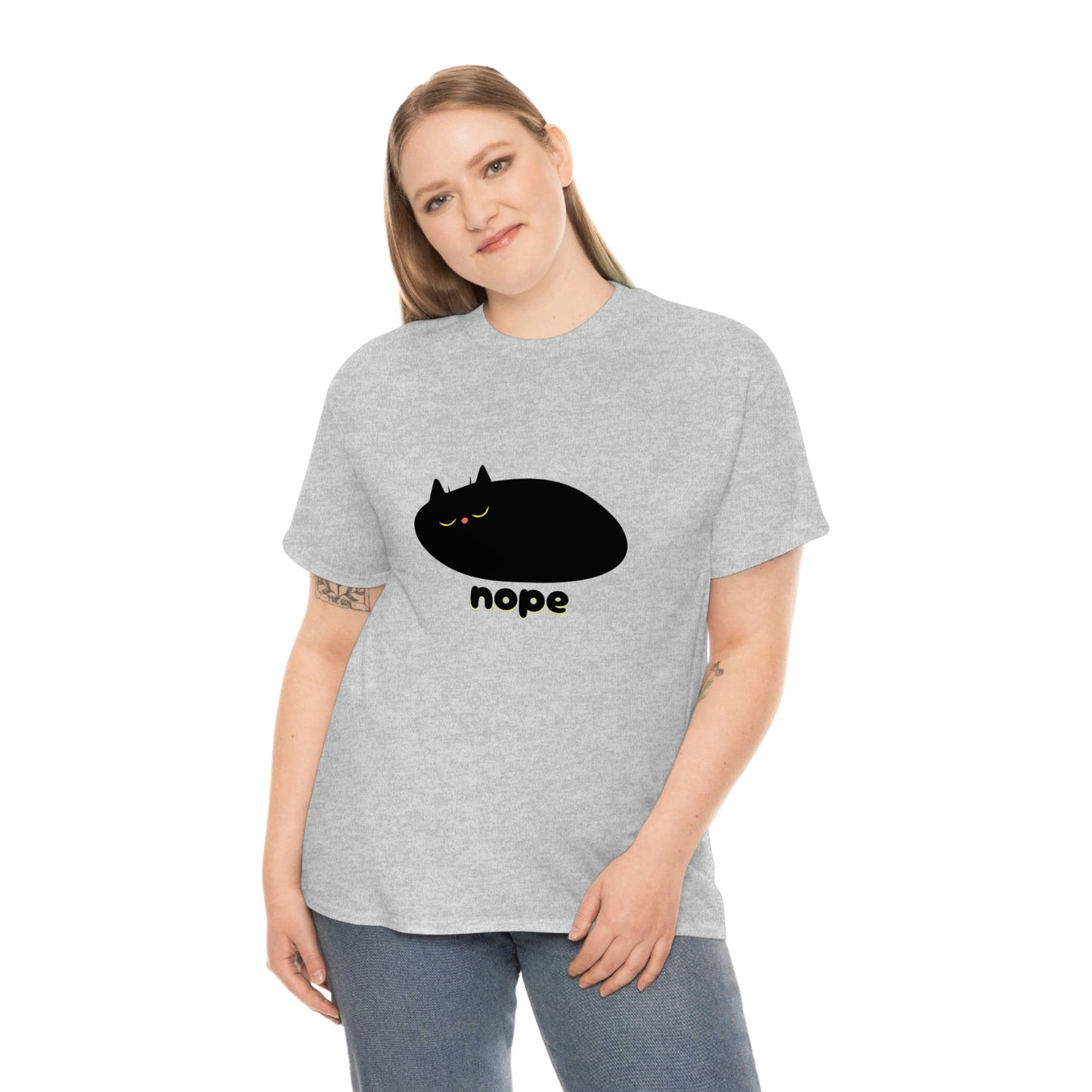 Nope Cat Unisex Cotton T-shirt