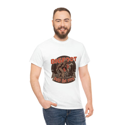Bigfoot Cuts the Cord Unisex Cotton T-shirt