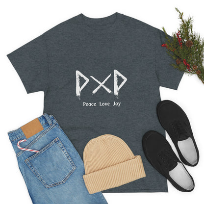 Peace Love Joy Dark Unisex Cotton T-shirt