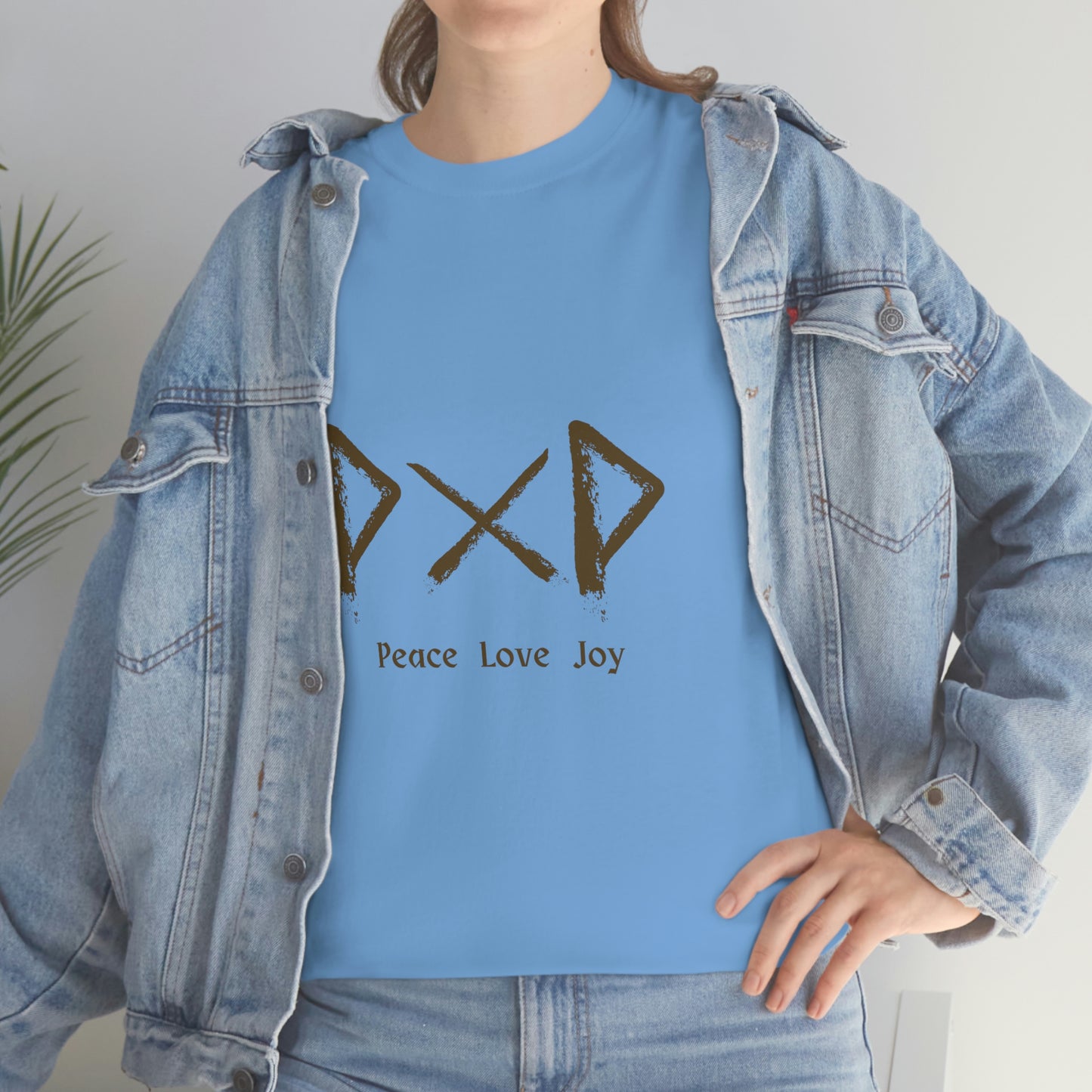 Peace Love Joy Runes Light Unisex Cotton T-shirt