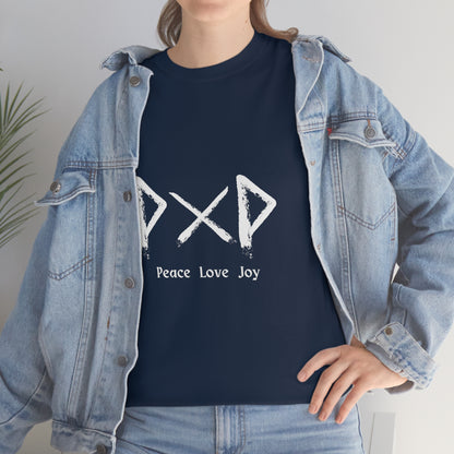 Peace Love Joy Dark Unisex Cotton T-shirt