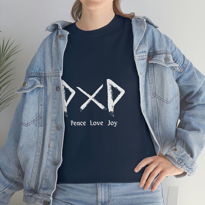 Peace Love Joy Futhark Unisex Cotton T-shirt