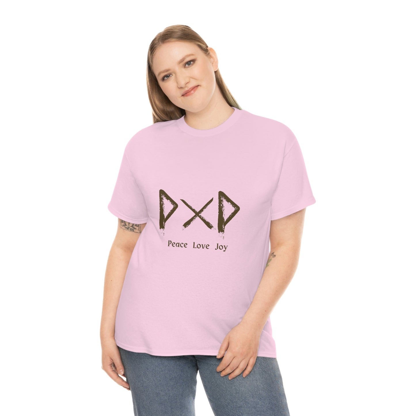 Peace Love Joy Runes Light Unisex Cotton T-shirt