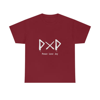 Peace Love Joy Dark Unisex Cotton T-shirt