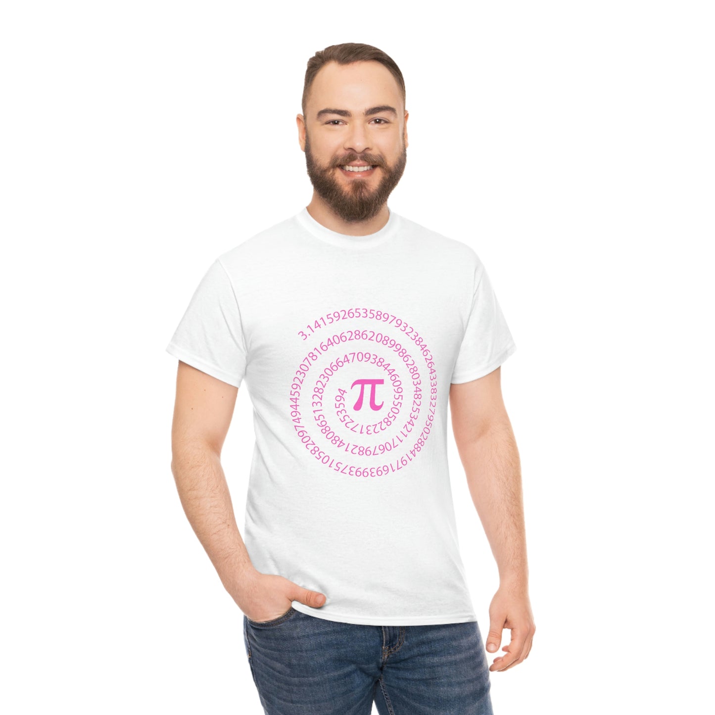 Pi Spiral Pink Unisex Cotton T-shirt