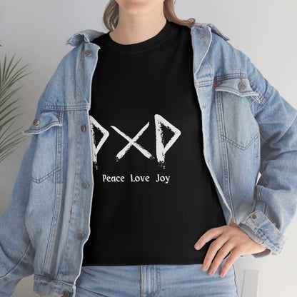 Peace Love Joy Dark Unisex Cotton T-shirt