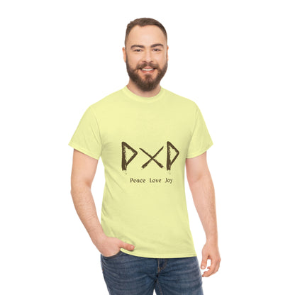 Peace Love Joy Runes Light Unisex Cotton T-shirt